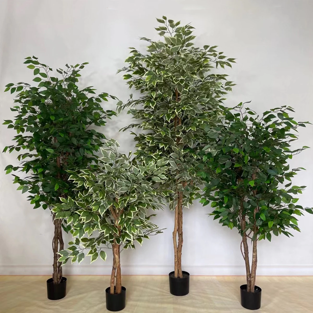 Оптовая продажа украшение для сада 4-футовое искусственное растение белое и зеленое баньяновое дерево