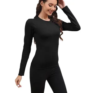 European American Women's Cross-Border Sports Yoga T-Shirt Winter New Long Sleeve Neck Top Breathable Elastic Tight Skinny Front