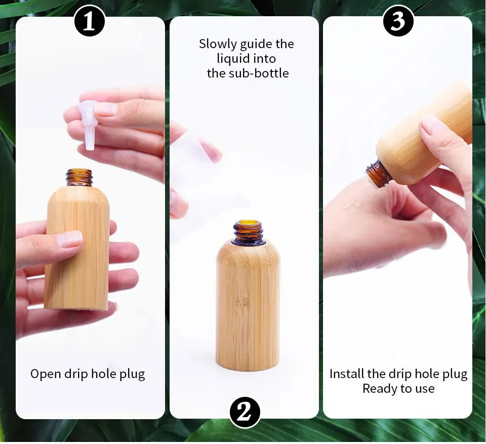 Full Bamboo Serum Essential Oil Dropper Bottle Recycled Wooden & Bamboo