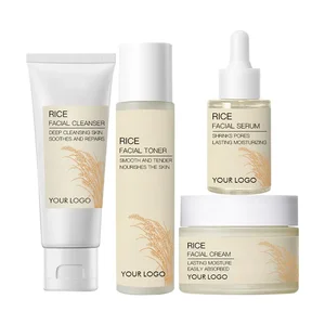 Wholesale Private Label Brightening Rice Water Face Toner Facial Serum Face Cleanser Face Cream Skin Care Set