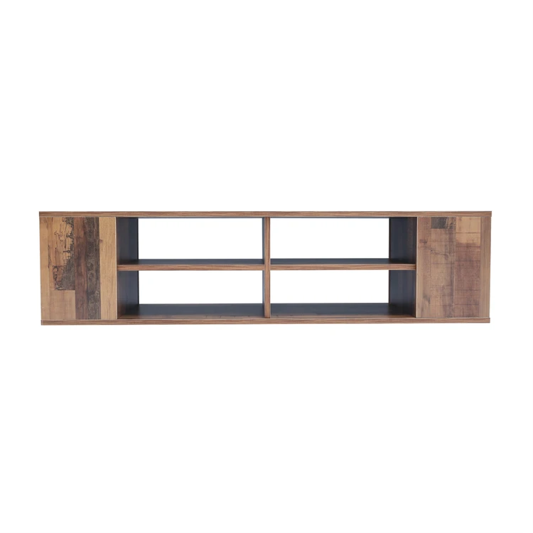 Center Table Tv Units for Wholesale New Design Cement Color LED TV Stand Media Console Cabinet with Bookshelf Media