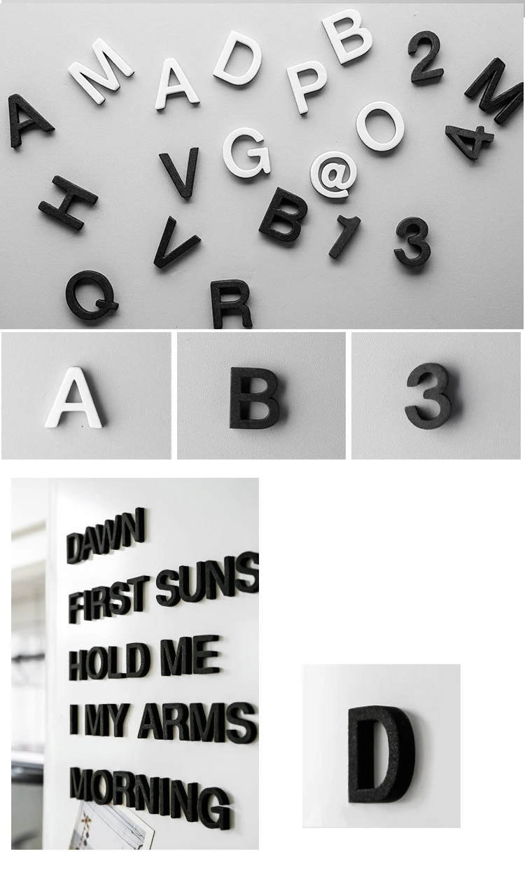 Letters Alphabet Toys Fridge Stick Black White Abc