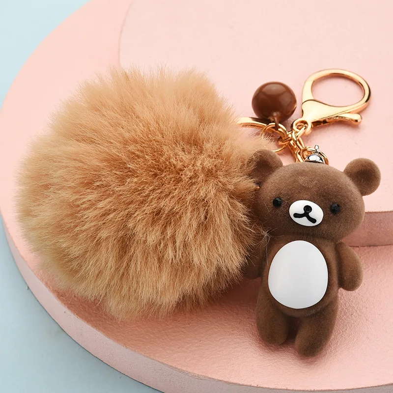 Bear keychain Adorable Bear Bag Charm With Pom New High Quality