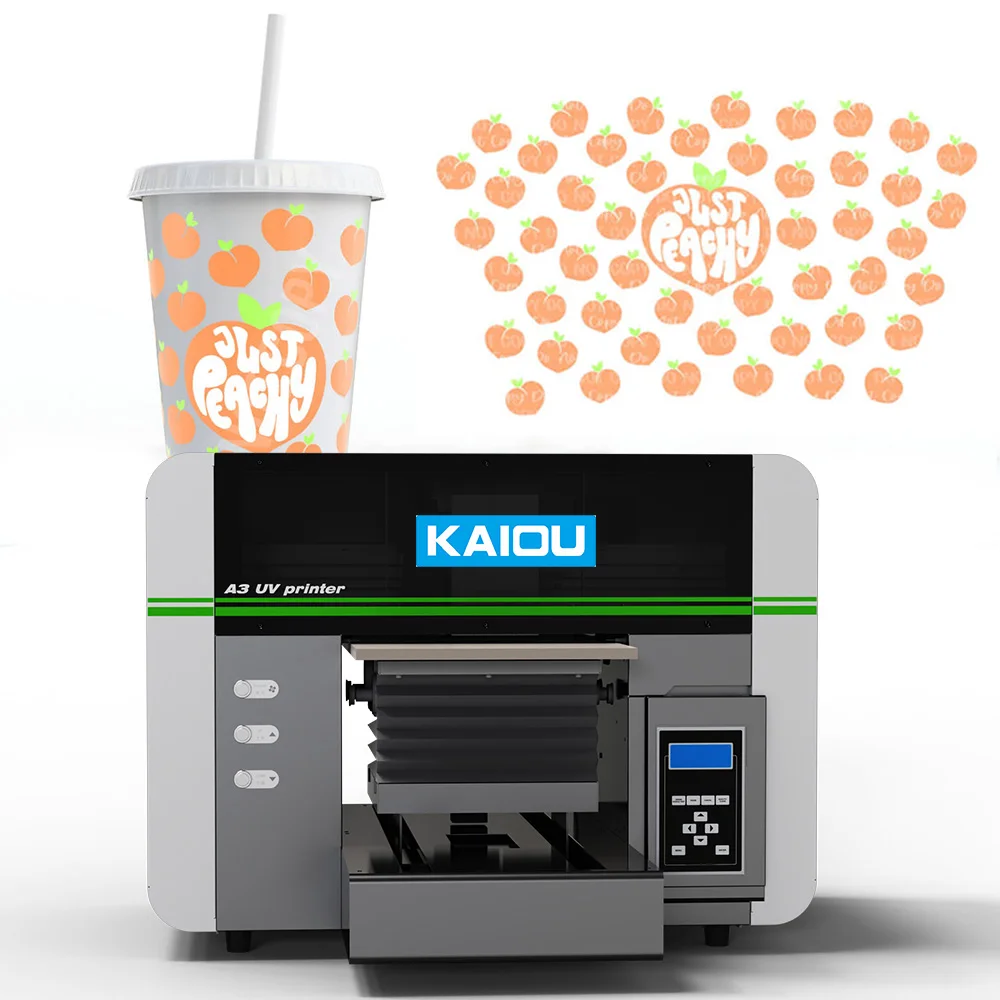 Kaiou A3 DTF Printer Digital Automatic Plastic Cup Glass UV Printer Certified ID Card Pens Books Keychain UV Print Machine