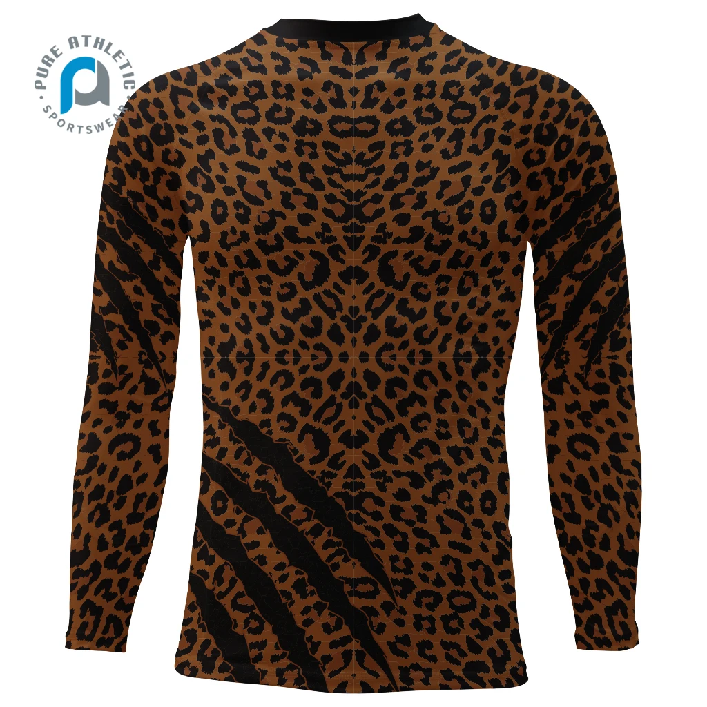 Pure New Design Custom Adult Sublimation Cheetah Polyester Spandex Mens Muscle Compression Shirts