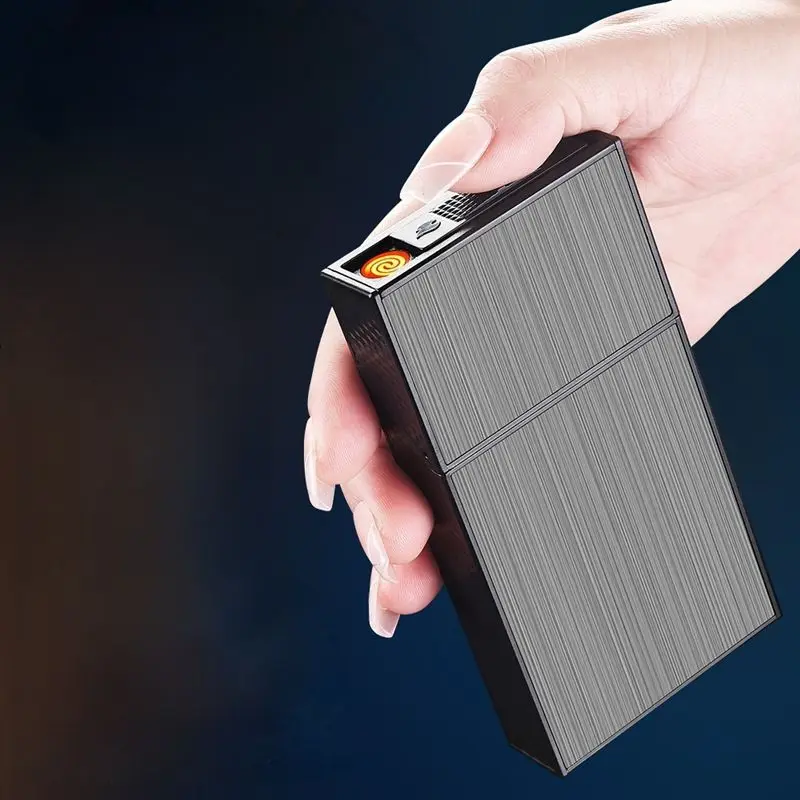 10 cigarette case Metal Cigarette Case Women's Men's Double Sided 10 Cigarettes Portable  Silver