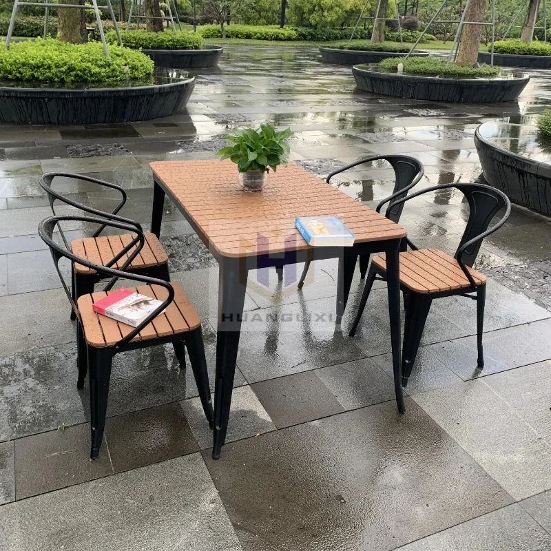 Modern Outdoor Metal Dining Table Set With Chairs Customizable