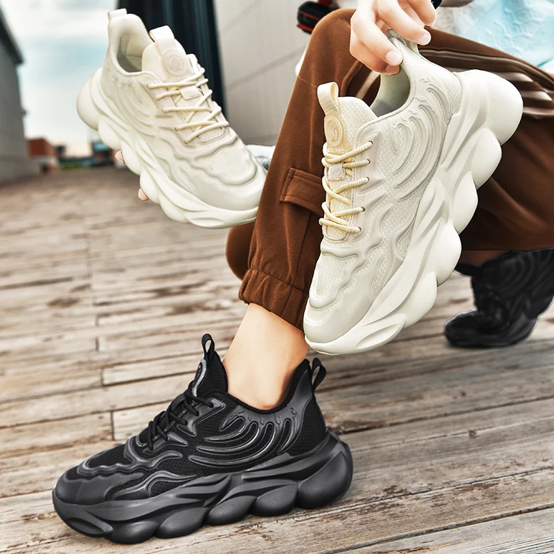 Big Size 36-45 Chunky Height Shoes Men's Designer Sneakers Ins Custom Thick  Sole Sport Shoes