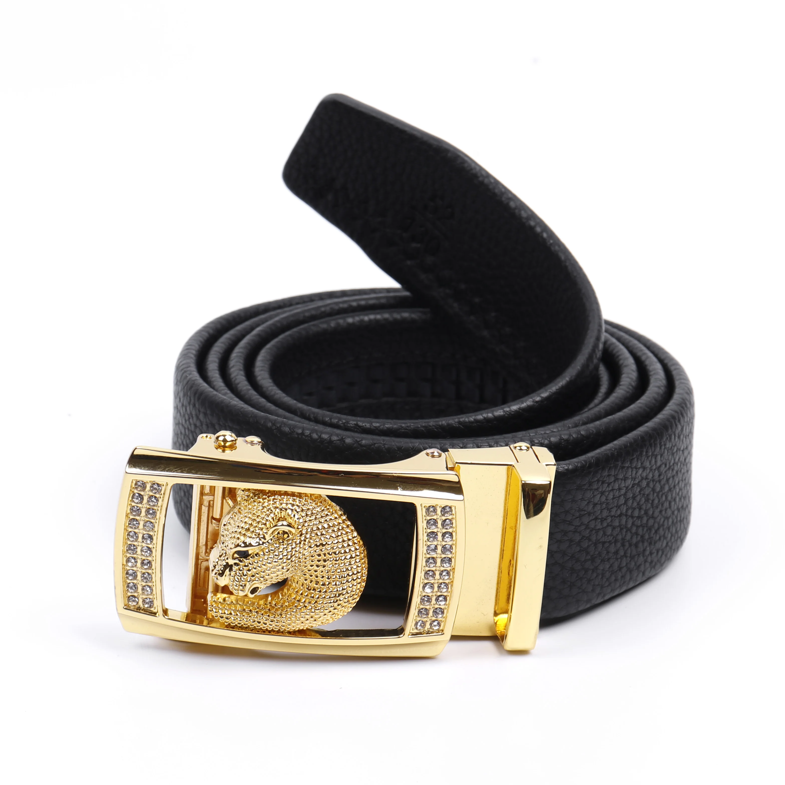 Leopard Automatic Buckle Cowhide Leather Belts for Men Designer