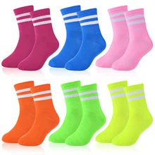 High Quality Neon Striped Design Crew Socks Men Women Athletic Short Sports Socks for Daily Life Running Cycling