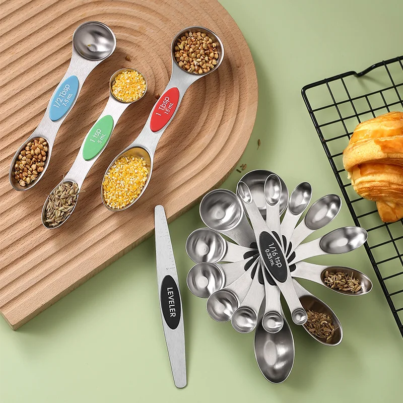 Magnetic Measuring Spoons Set with Strong Magnets Heavy Duty Stainless ...