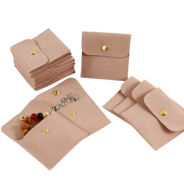 PUPPYSEW Microfiber Jewelry Container with Button No-Logo Bracelet Bag for Jewelry Packaging Elegant Packaging Bag