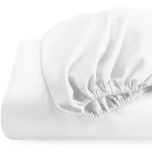 White Plain Dyed  Fitted Sheet Microfiber Deep Pocket for Hotel