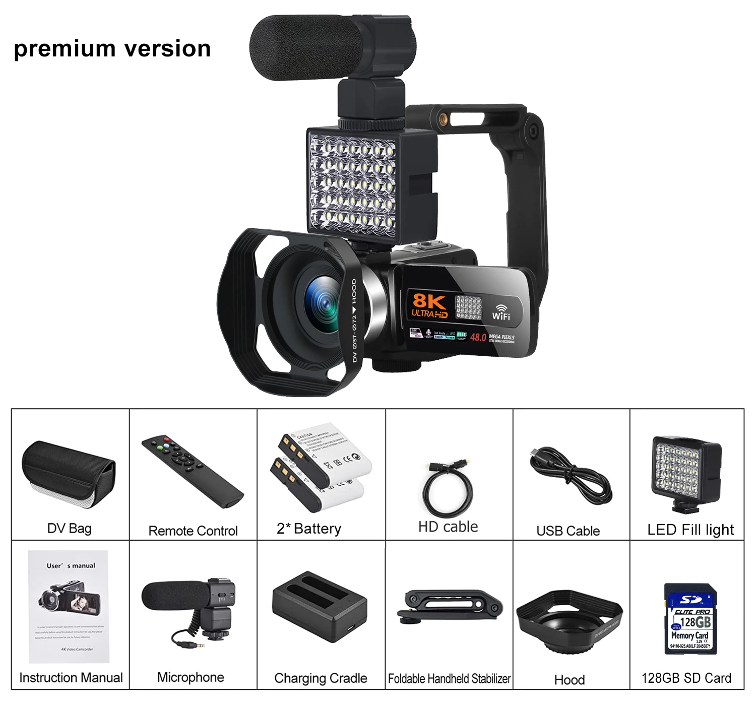 新製品YouTubeカムコーダー8KウルトラHDRカメラ48MPストリーミング 