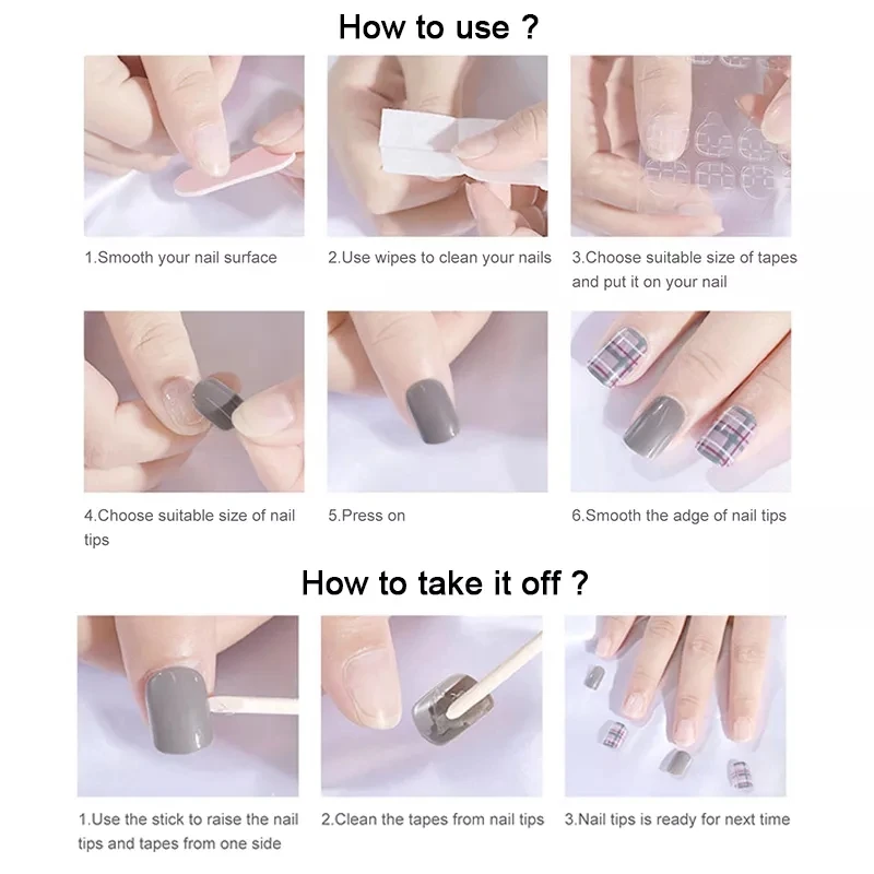 French Glue On Nails Set Luxury Fake Nails Medium Design Almond Press ...