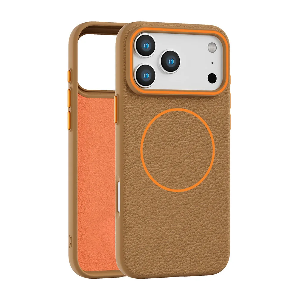 product laudtec litchi grain phone case pure colour cover tpu cases shockproof back luxury customized for i 17 air 16 pro max sjk1069-9