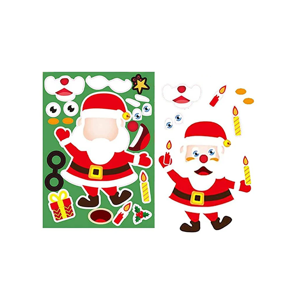 12 Peças/conjunto Adesivo De Quebra-cabeça De Enfeite De Árvore De Natal,  Adesivo De Decalque Adesivo De Natal Cartoon Para Presente De Natal