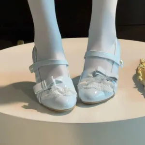 Lolita JK Girls Pumps Ballet Shoes with Lace Bow Round-Toe and Princess Style for Summer