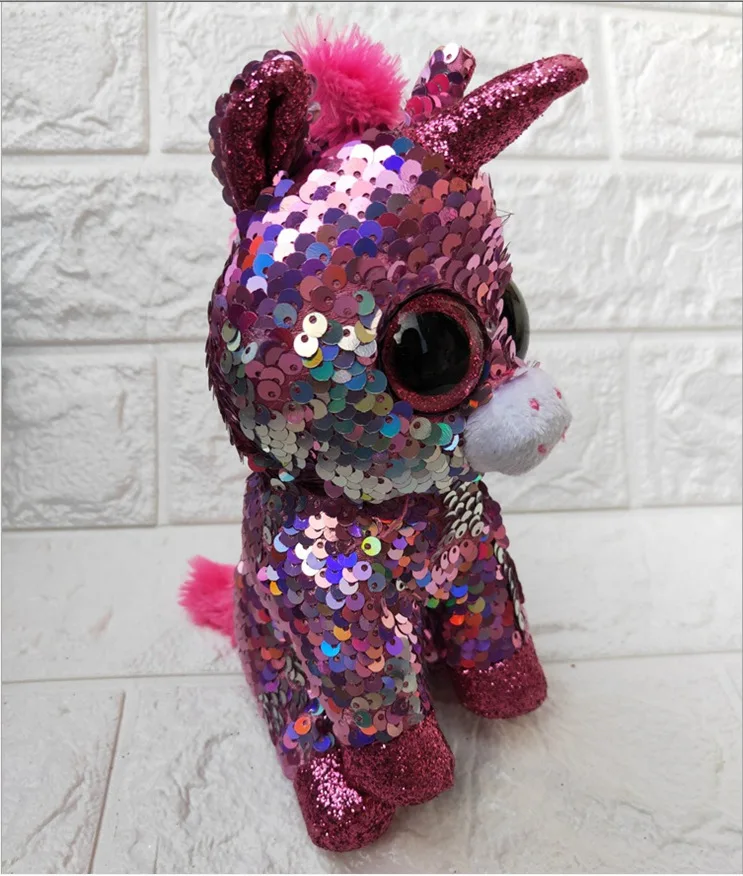 Xux Plush Cute Sequin Unicorn Owl Horse Rabbit Big Eyes Sequin Animal ...