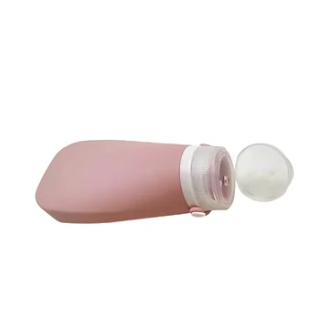 Portable pink  90ml/2 Oz/3 Oz Refillable Squeeze Leakproof Empty Travel Size Set Silicone Lotion Cosmetic Shower Travel