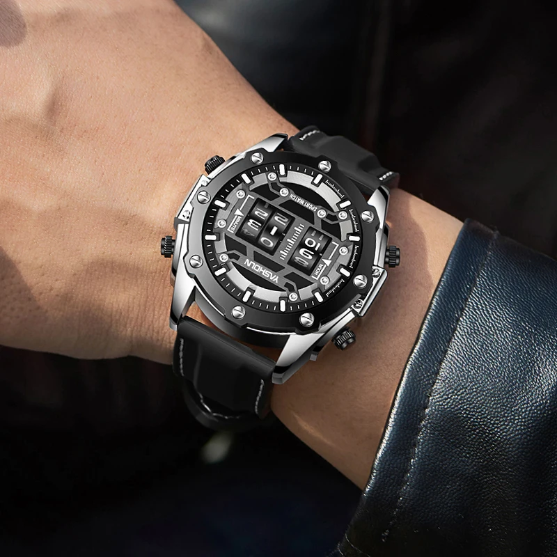 Trendy Personalized Multifunctional Men's Watch Sports Silicone Tape Waterproof Calendar Watch