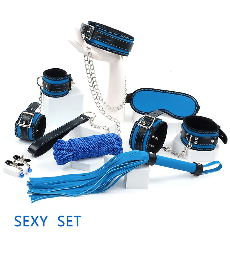 Bdsm Bed Games Bondage Set Erotic Adult Handcuffs Nipple Clamps Whip Spanking Restraint Kits For 8997