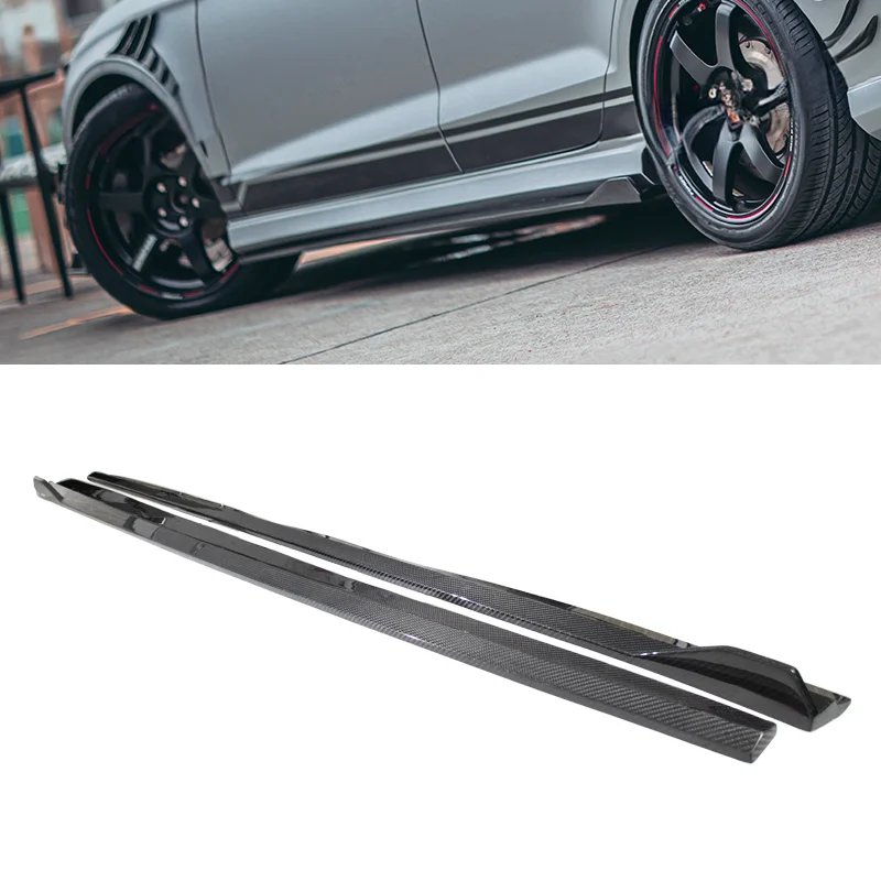 RS3 Dry Carbon Fiber Car Side Skirts Bumper Extension Lips Splitter Auto Side Skirts For Audi A3 S3 RS3 2017-2019