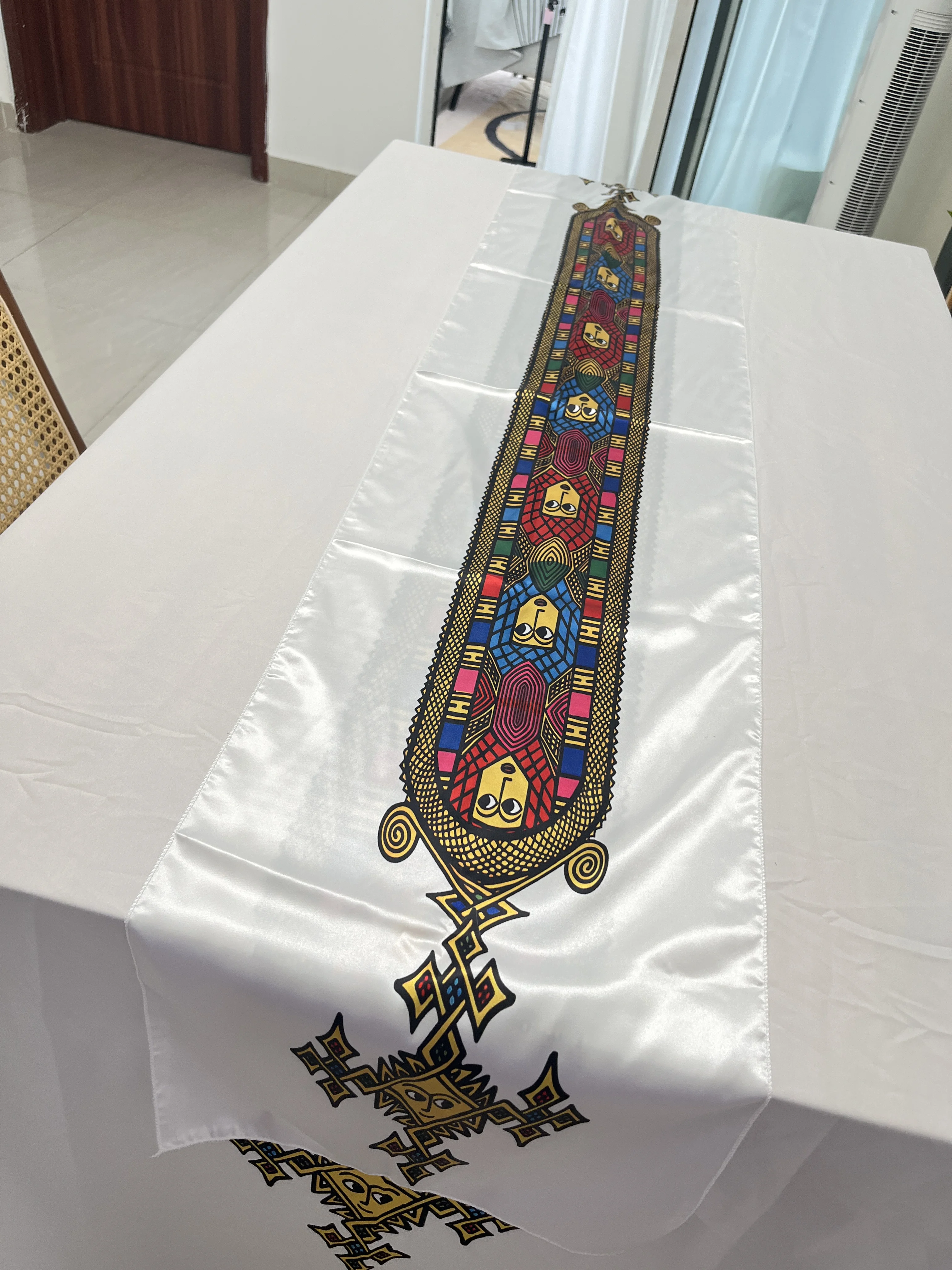 Ethiopian Pattern Design LOGO Saba and Telet Design Pattern Popular Sashes Runners Table Runner Tablecloth