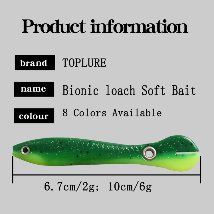 TOPLURE 6.7cm/2g 10cm/6g Loach Soft Bait