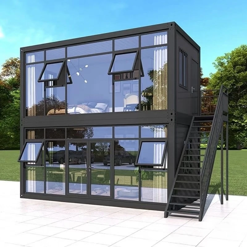 Customize 20 40ft Prefabricated House Portable Office Workforce Shower Room with Glasses Wall  Container House Coffee Shop