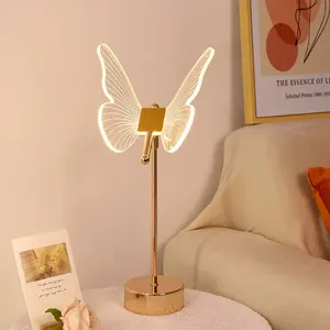 Romantic Night Light Acrylic Gold Bedroom Bedside Decorative  Butterfly Acrylic Table Lamp