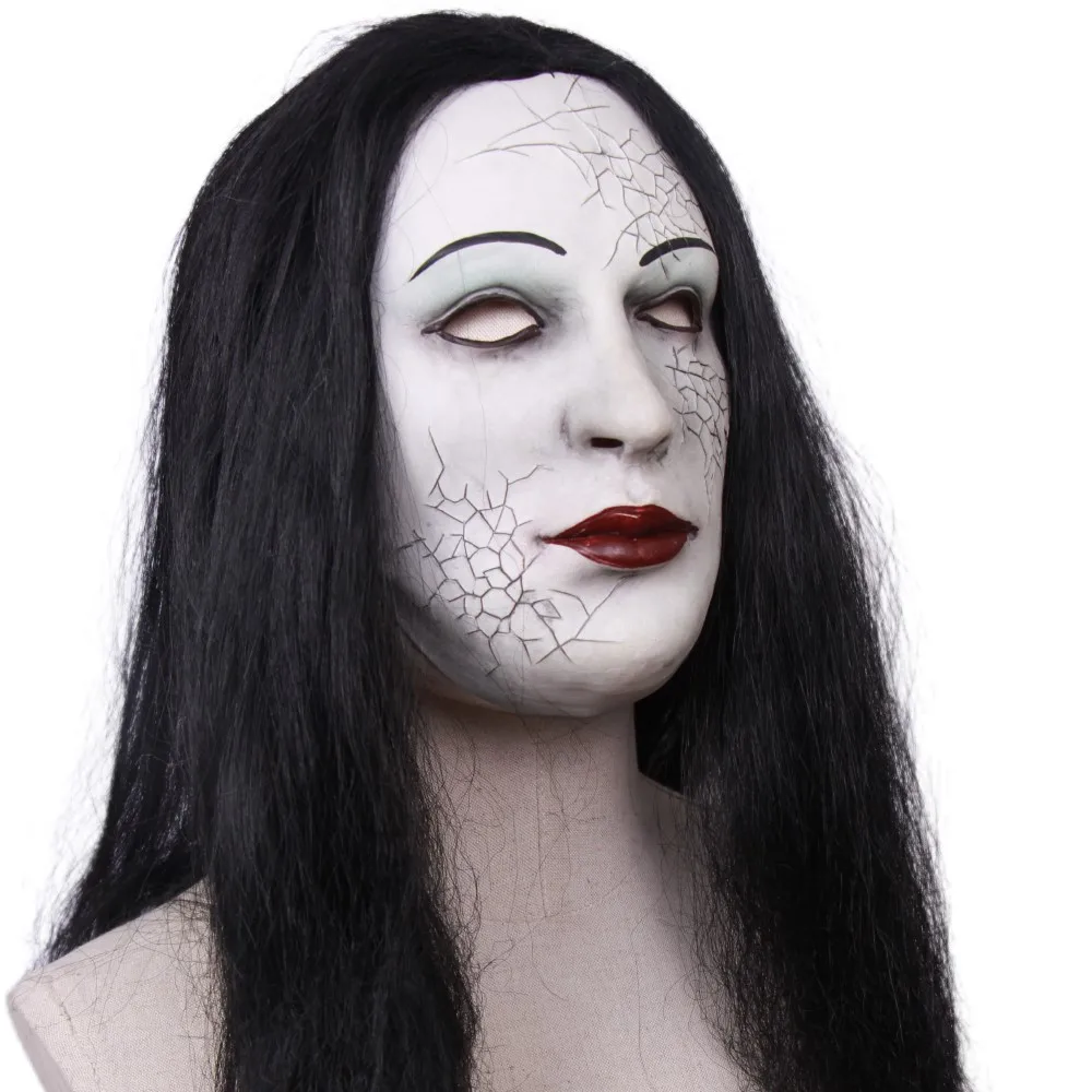 Realistic Latex Mask Female Woman Face Halloween Latex Mask Wig Lady Crossdressing Sissy Transgender Costume