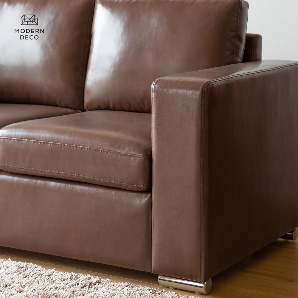 Sofa Da Công Nghiệp 2 Chỗ Ngồi Thiết Kế Tùy Chỉnh Mới Chất Lượng Cao PU Màu Nâu Cho Phòng Khách