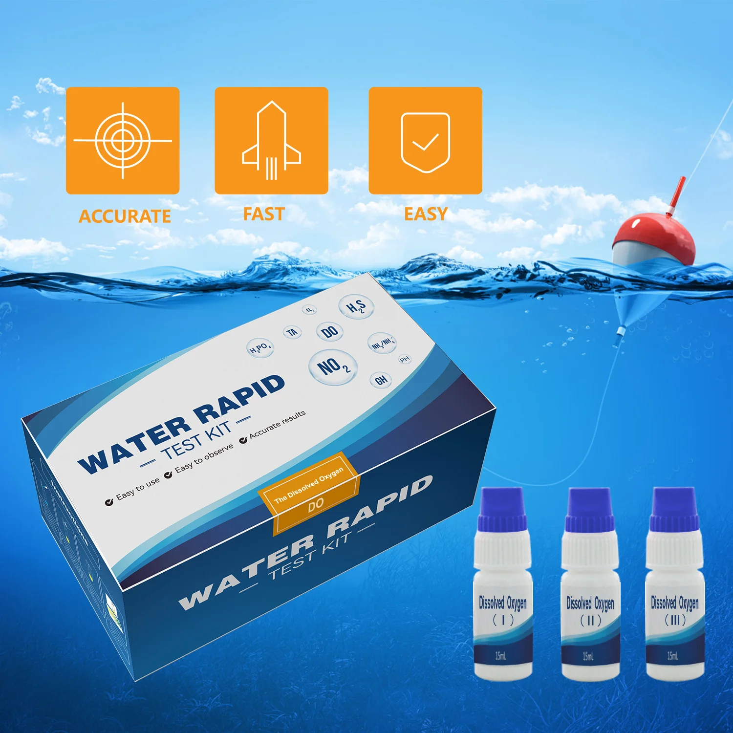 Rapid Test Dissolved Oxygen Test Kit,Aquaculture Aquarium Pool Water Do
