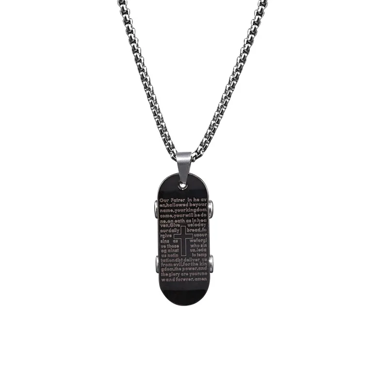 BINSHUO Hip Hop Stainless Steel Zircon Charm Skateboard Whistle Fashion Charms Pendant Necklace for Men