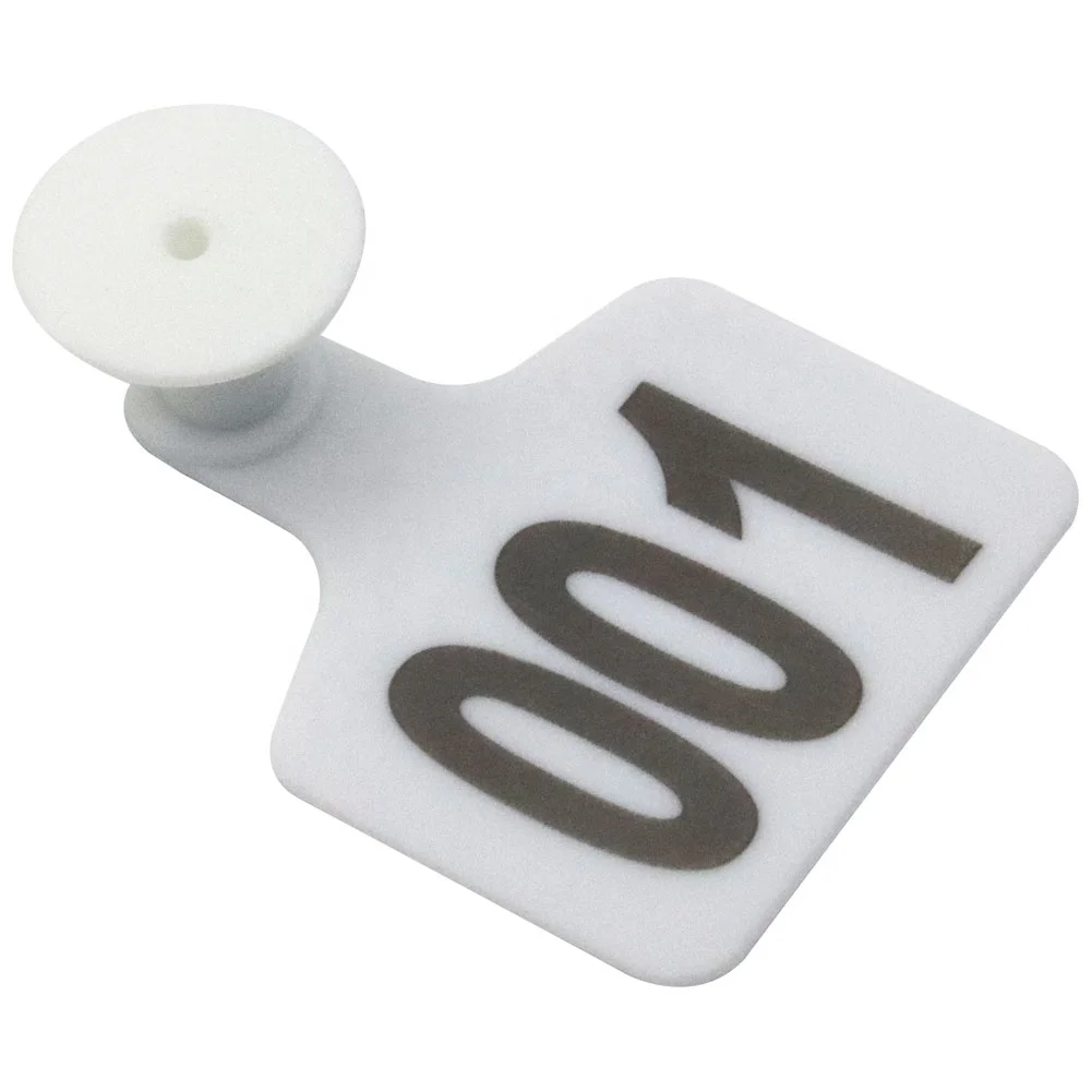 100PCS in One Bag Plastic Cattle Pig Sheep Ear Marking Tag White Animal Square Ear Tag for Cows