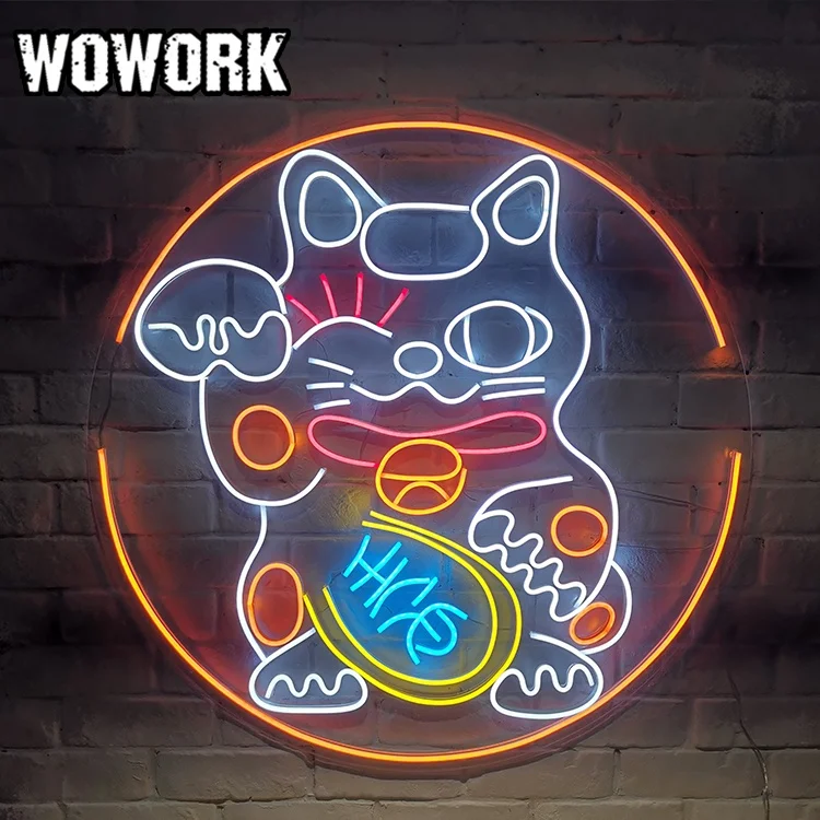 2023 г., фабрика WOWORK, индивидуальный подвесной красочный акриловый логотип 3D RGB, гибкая неоновая вывеска для украшения магазина