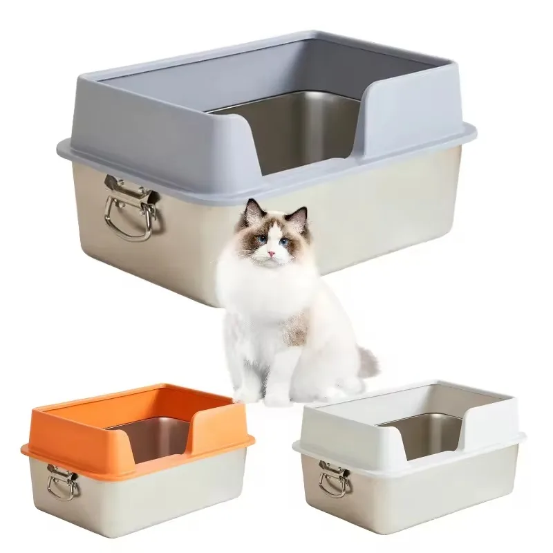 Stainless Steel Semi Enclosed Xl Cat Litter Basin Xl Litter Box For Big ...