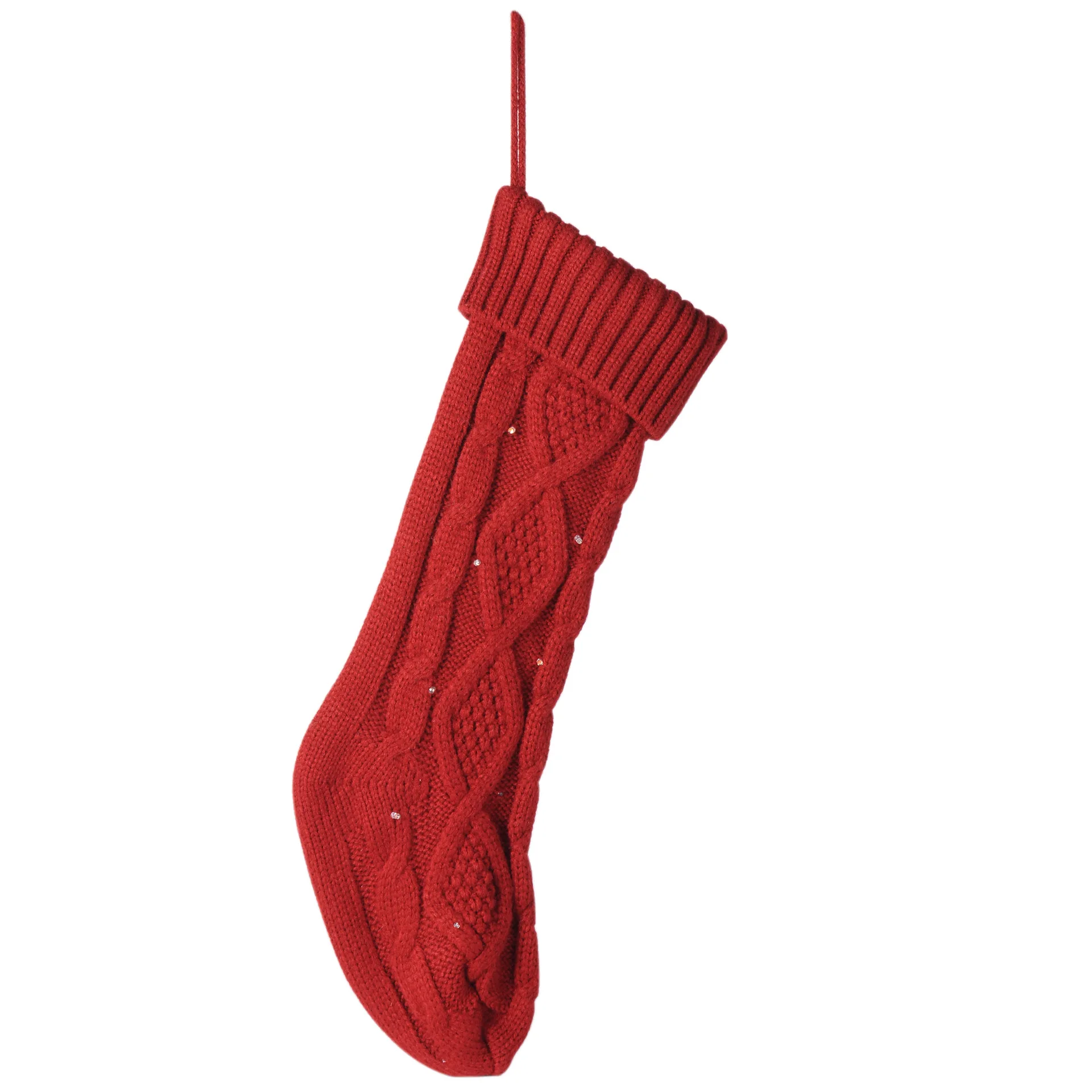 18 Inches Wholesale White Red Green Christmas Stockings Knit Xmas Gift ...