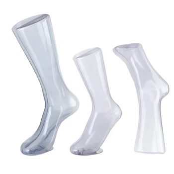 Lot De 4 Paires De Présentoirs à Chaussures Transparents - Modèle Pied Femme Pour Vitrine Ou Boutique
