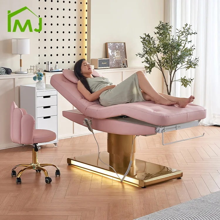 LED Base Modern 3 Motors Table Massage Electric Eyelash Facial Bed Cosmetic Beauty Salon Bed
