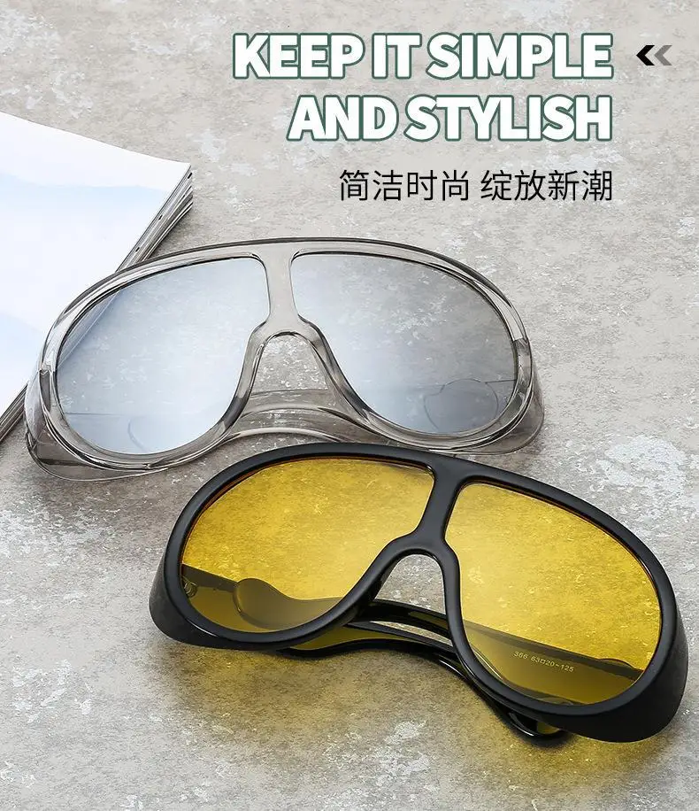 Oversized Yellow Men Y2k Sunglasses Women One Piece Brand Designer Steampunk Shield Sun Glasses