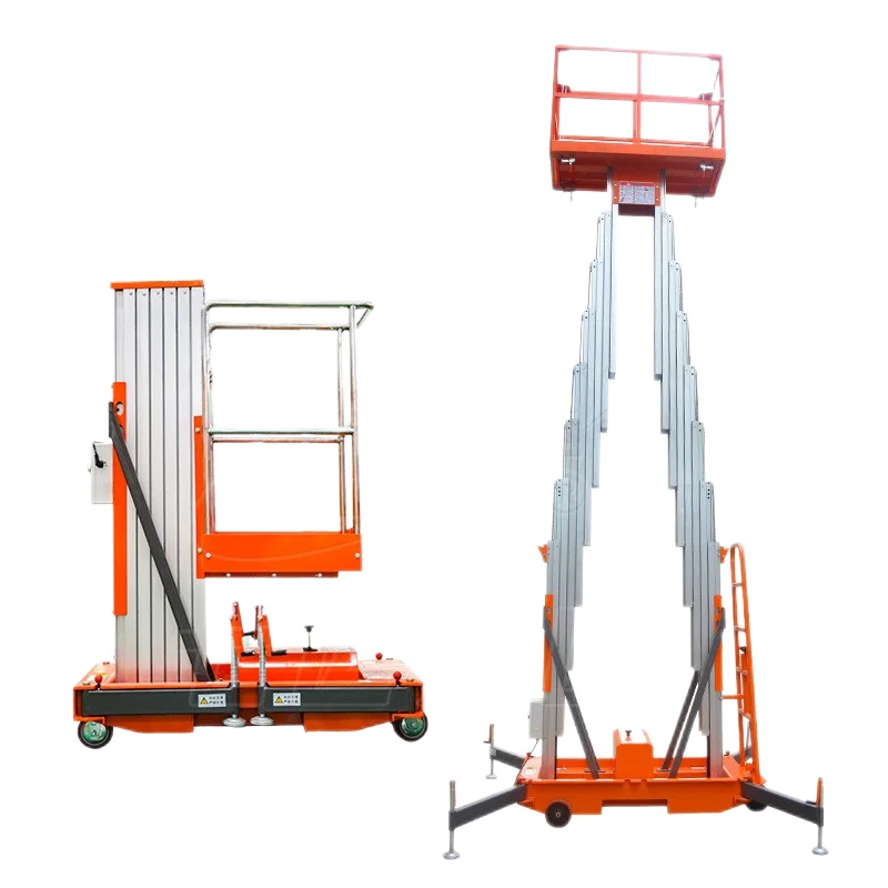 4-24 Meters Portable Aluminium Alloy Electric Hydraulic Single Mast Lift Telescopic Hydraulic Lift for Painting Work