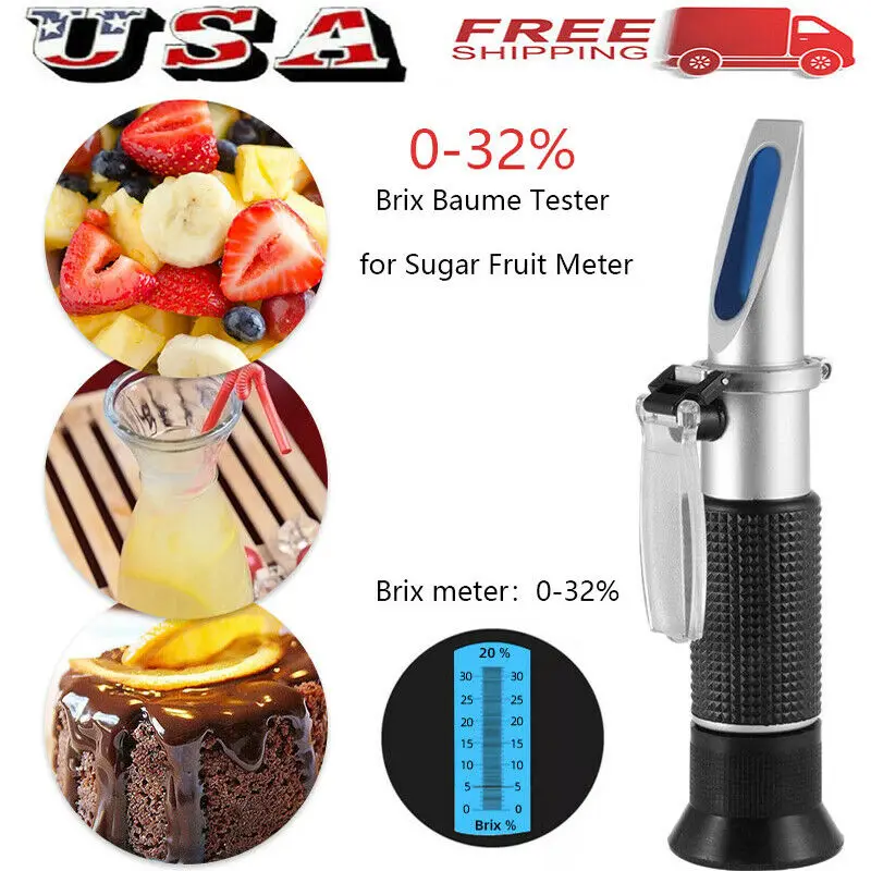 Wholesale Convenient Handheld Detect Sugar Concentration Coffee Brix Sugar Refractometer Brix Refractometer Testing Equipment
