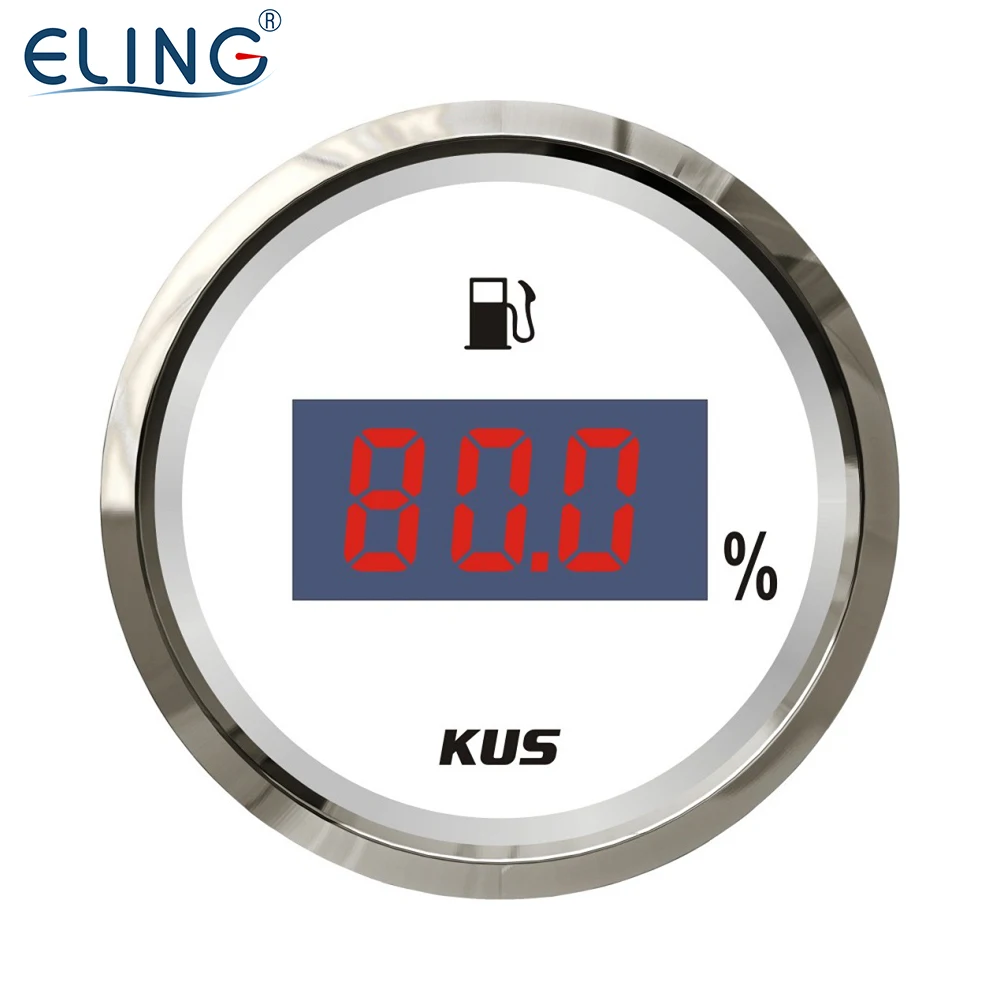 KUS 2" Digital Engine Fuel Level Gauge 0-190ohm 240-33ohm for Car Racing Cargo Ships VAN Vessels With Backlight 12V 24V 52mm