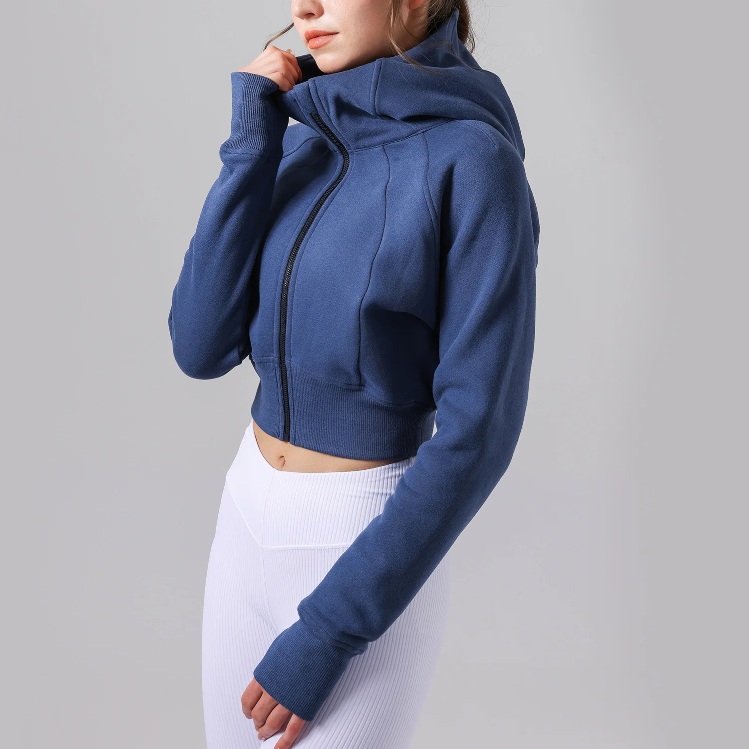 Warm Workout Clothes Hooded Yoga Jacket for Fitness