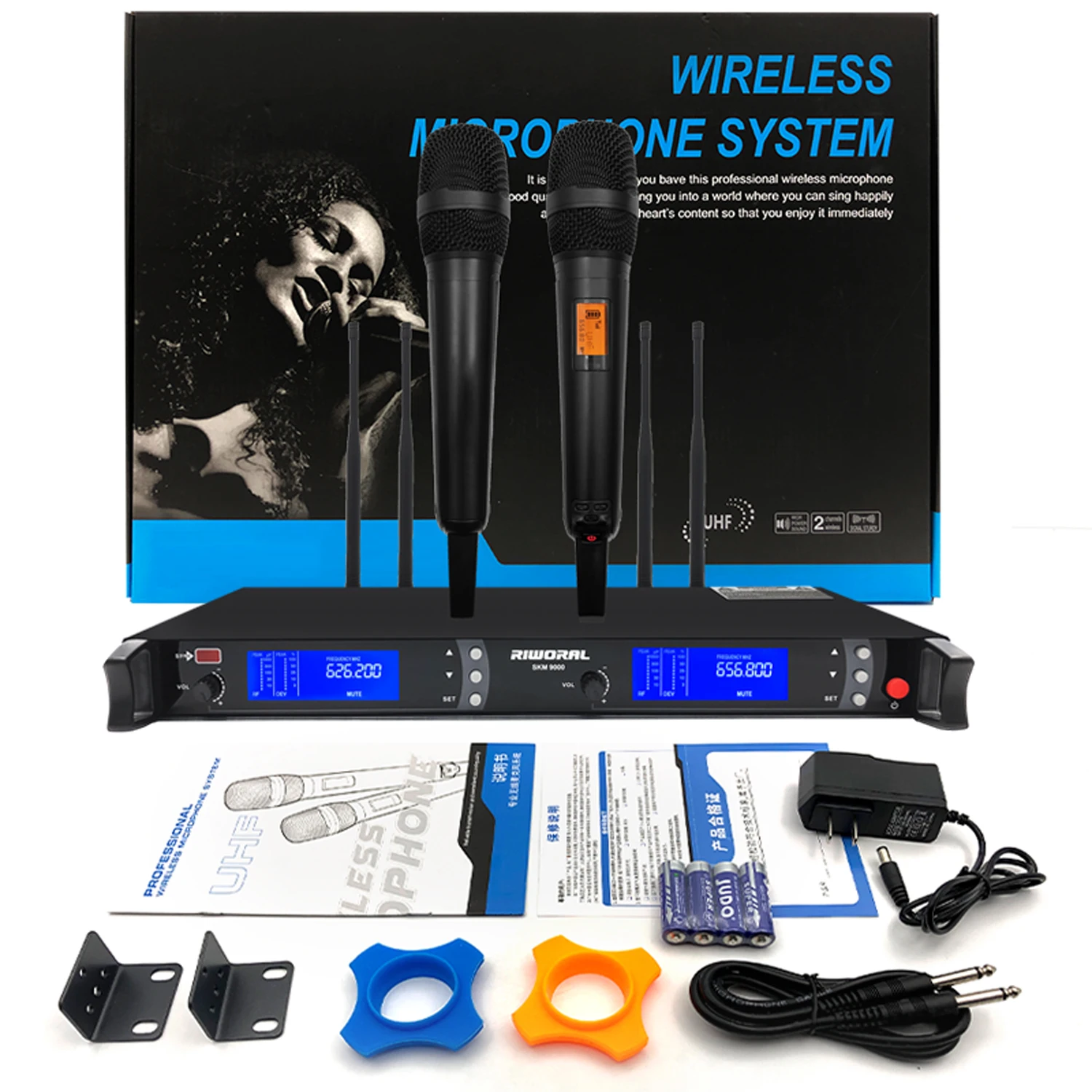 Skm9000 Professional 2 Channels Uhf Wireless Handheld Microphone For