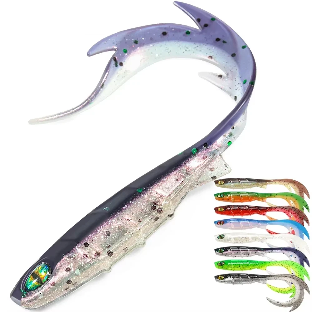 Spinpoler Fishing Lure Soft Plastic Curl Tail Grub 9.5cm Rib Body PVC  Swimbait Saltwater Freshwater Shad Bait Trout Tackle