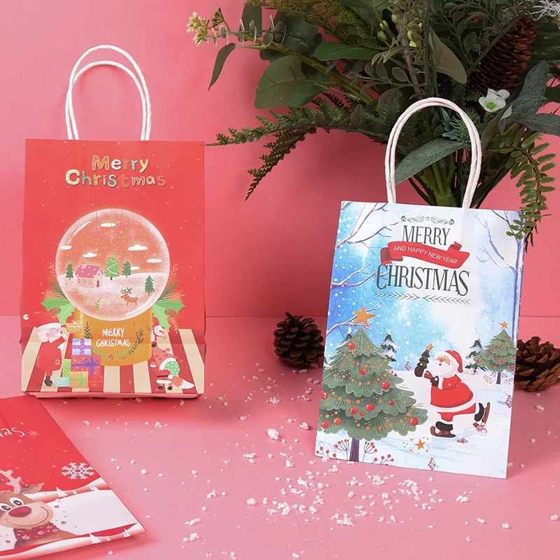 Custom Printed Shopping Kraft Paper Bag With Handle Restaurant Fast Food Takeaway Bag