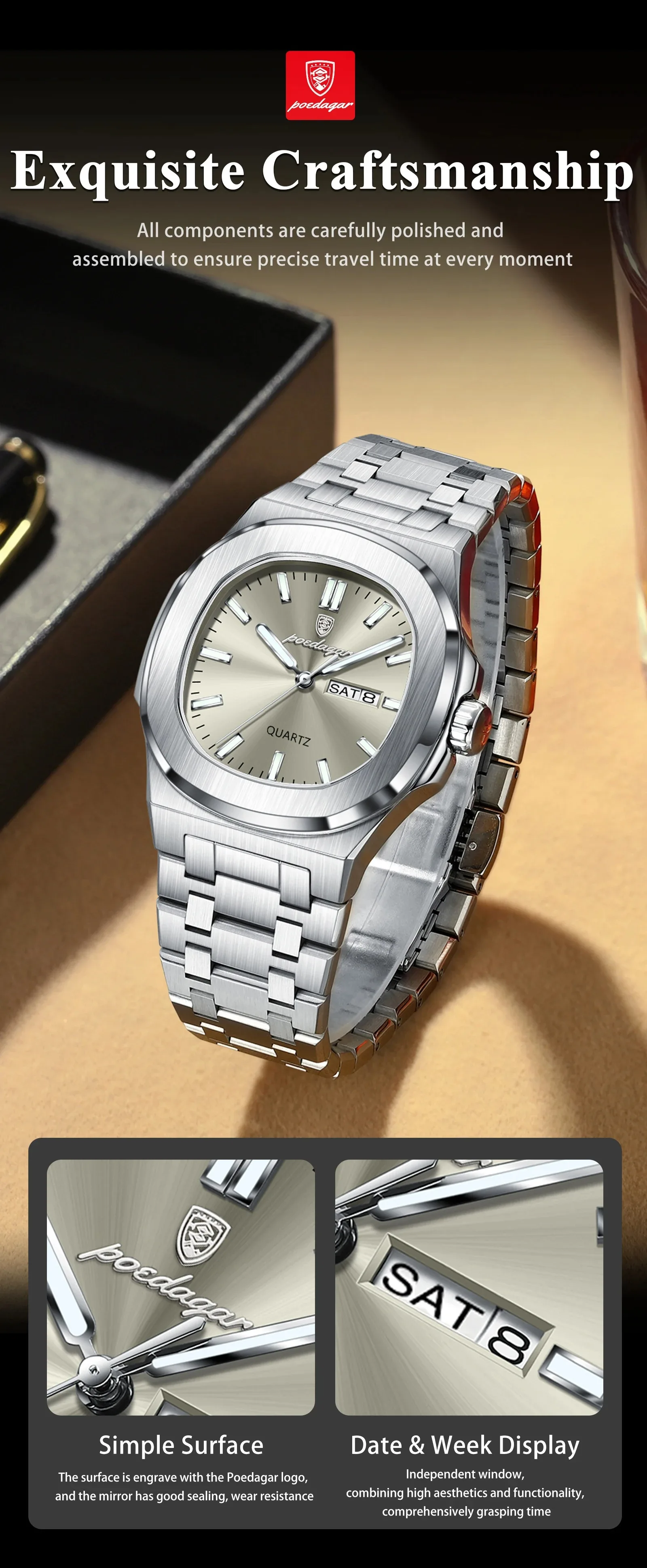 Poedagar 853 Calendar Quartz watch for Men